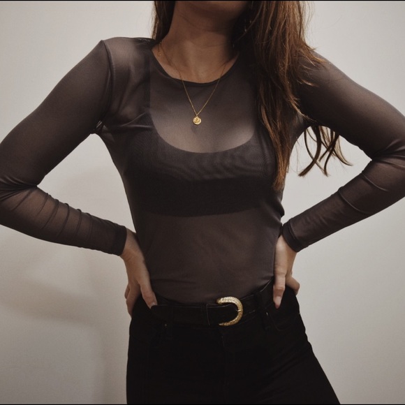 Vintage Tops - SOLD Vintage Mesh Long Sleeve Top